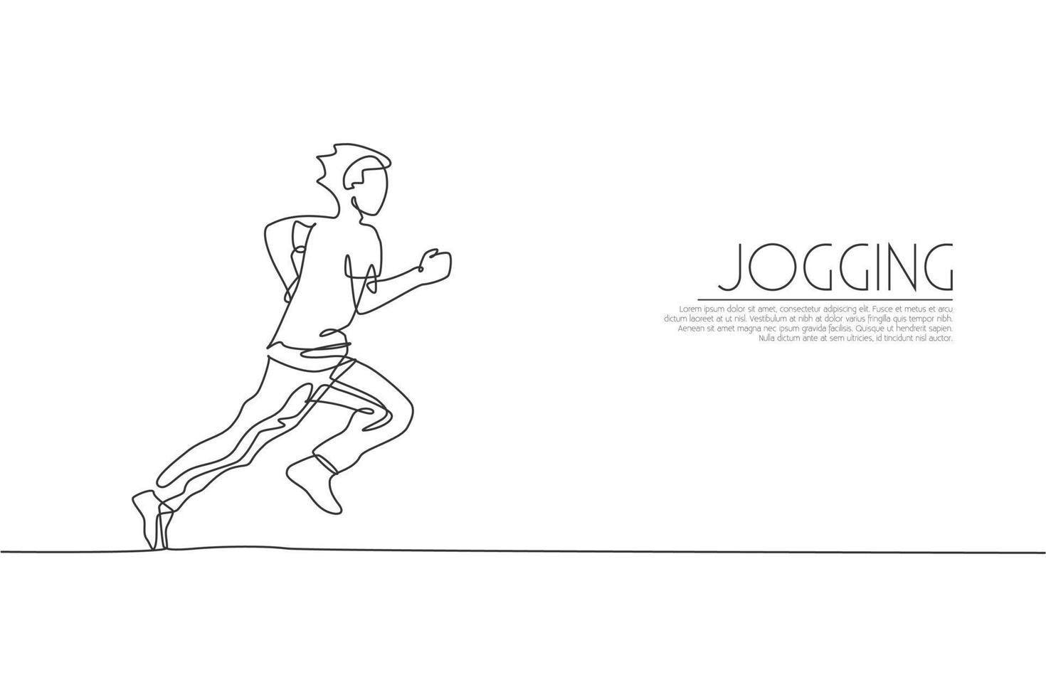 dibujo de una sola línea continua de un joven corredor ágil trotando correr relajarse. deporte individual con concepto de competición. ilustración vectorial de diseño de dibujo de una línea de moda para ejecutar la promoción del torneo vector