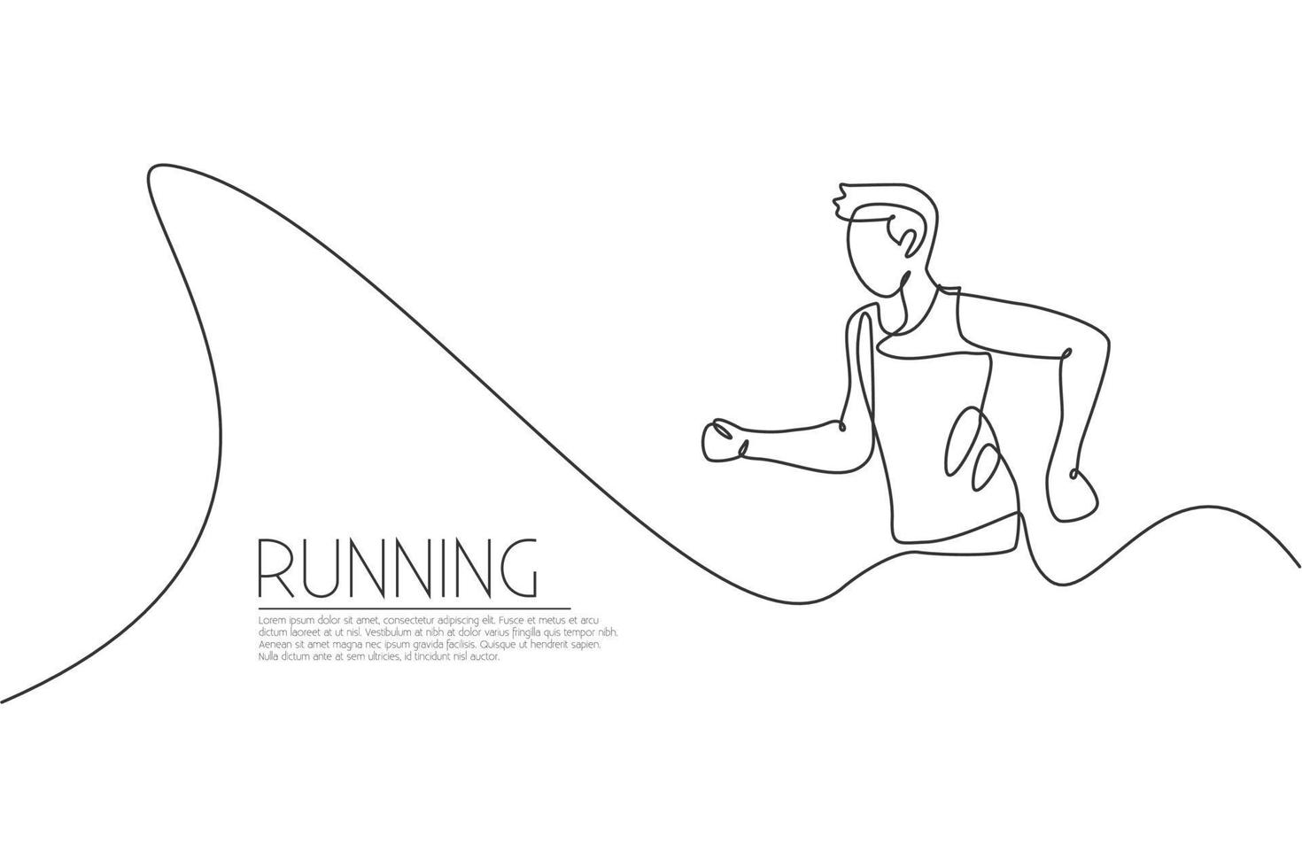 One single line drawing of young energetic man runner run relax graphic vector illustration. Individual sports, training concept. Modern continuous line draw design for running competition banner