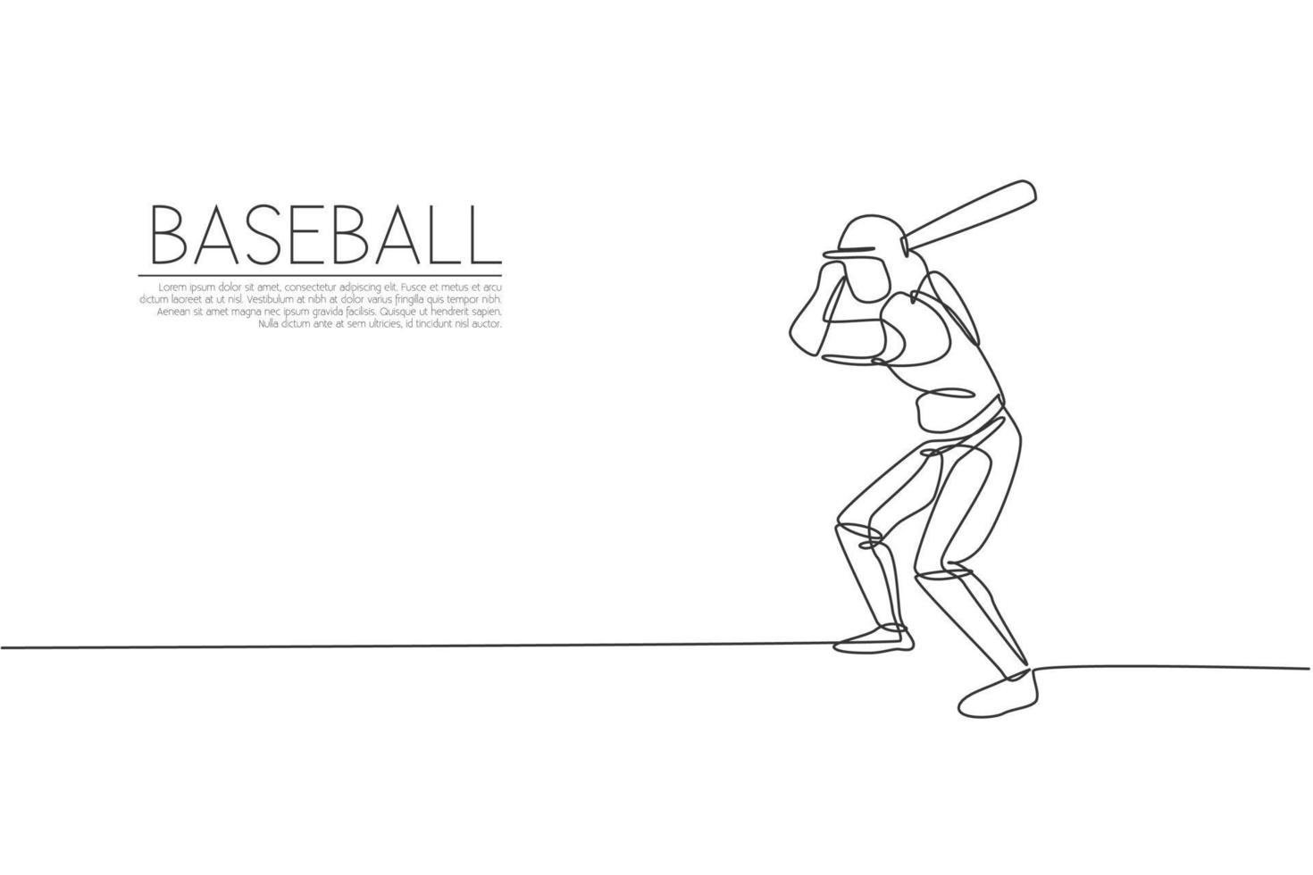 dibujo de una sola línea continua joven jugadora de béisbol ágil práctica para golpear la pelota. concepto de ejercicio deportivo. ilustración de vector gráfico de diseño de dibujo de una línea de moda para medios de promoción de béisbol