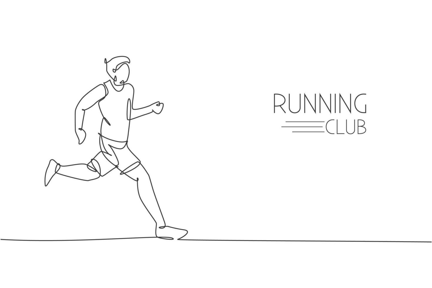 un dibujo de línea continua de un joven atleta corredor correr relajarse. deporte individual, concepto competitivo. gráfico dinámico de ilustración vectorial de diseño de dibujo de una sola línea para ejecutar el cartel de la competencia vector