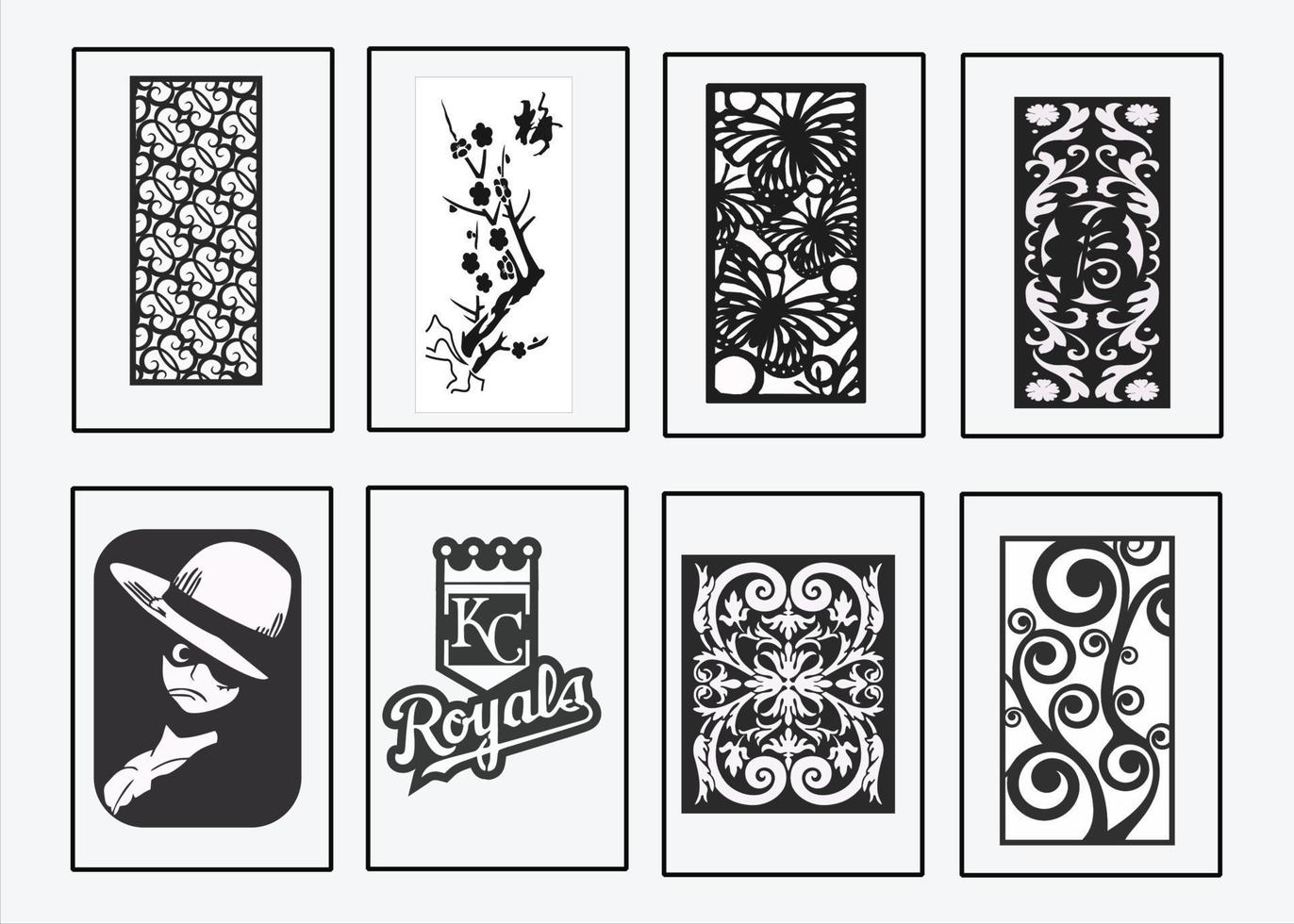 Decorative wall panel set Jali design for graphic and CNC router Decorative laser cut vector set