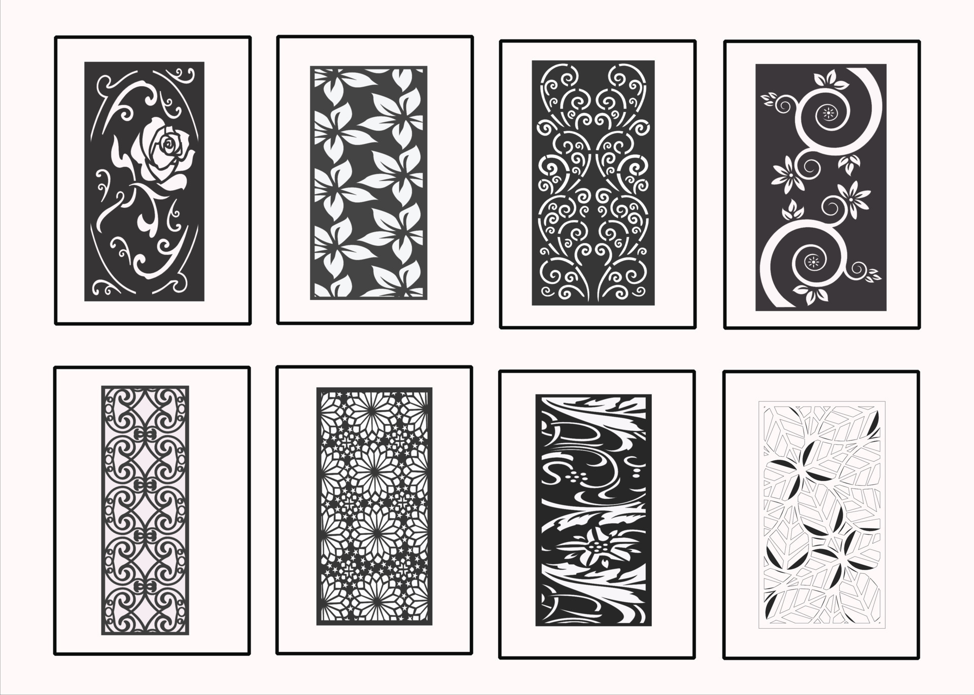 Decorative wall panel set Jali design for graphic and CNC router