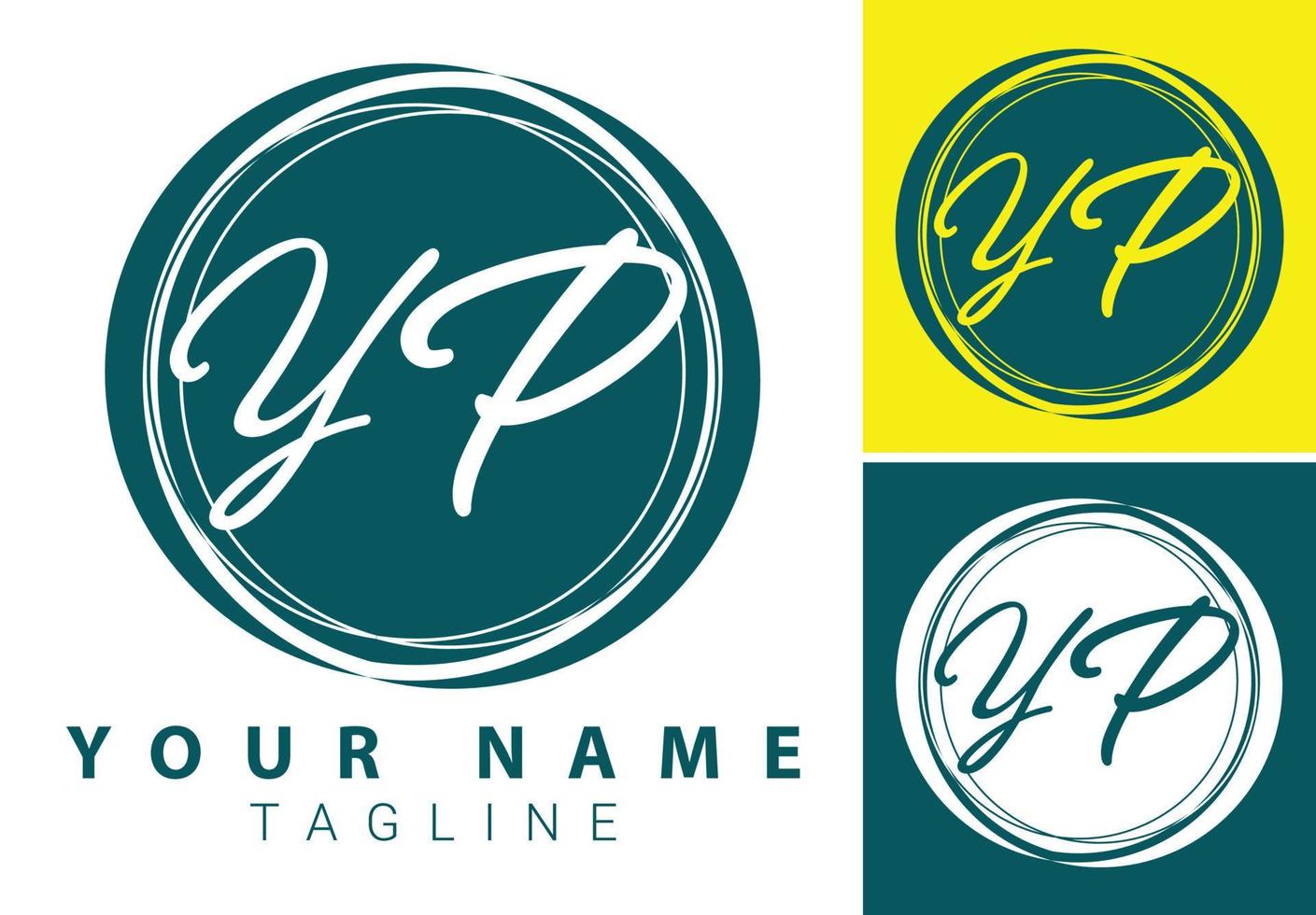 YP initial letter handwriting and signature logo design template vector