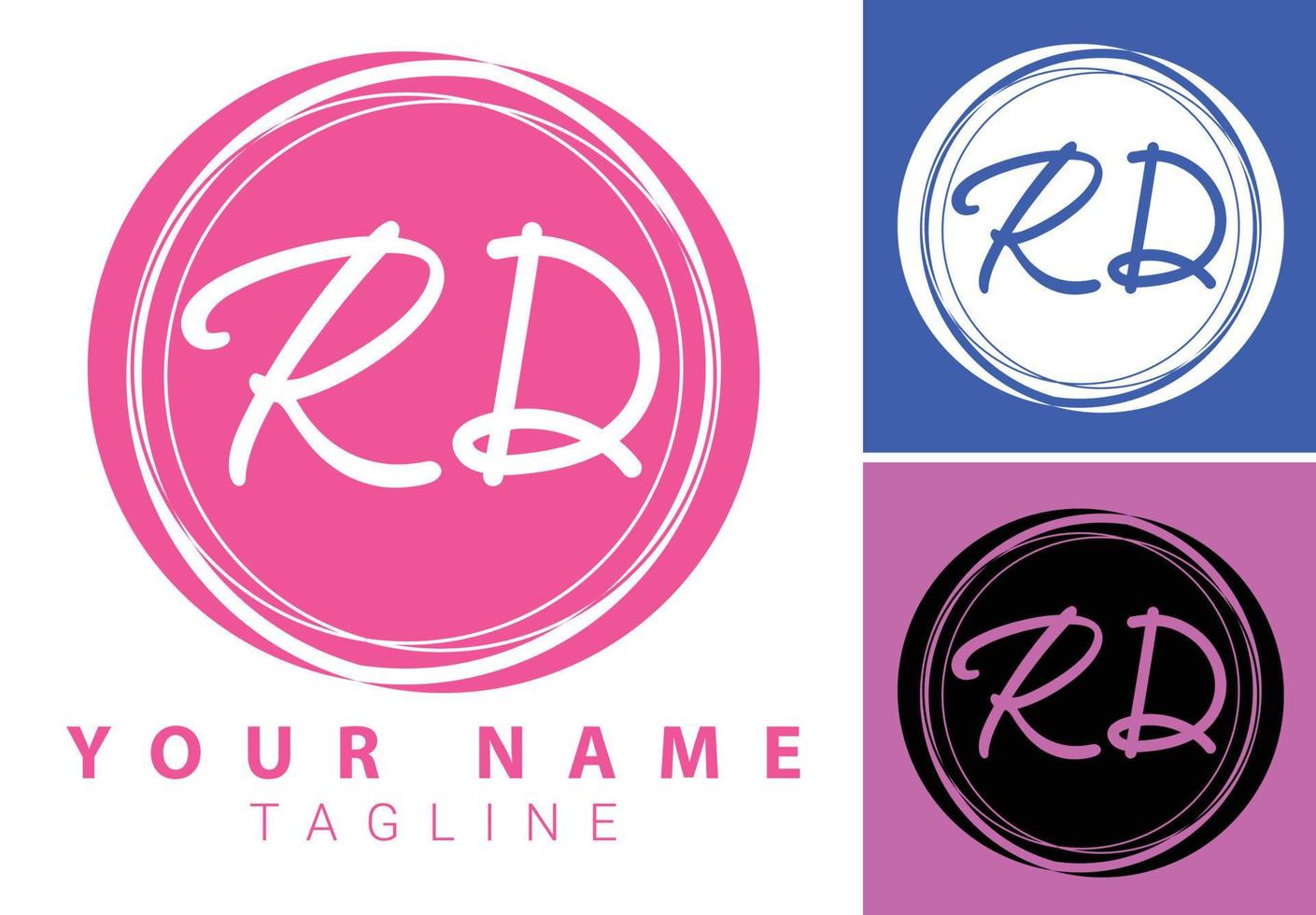 RD initial letter handwriting and signature logo design template vector