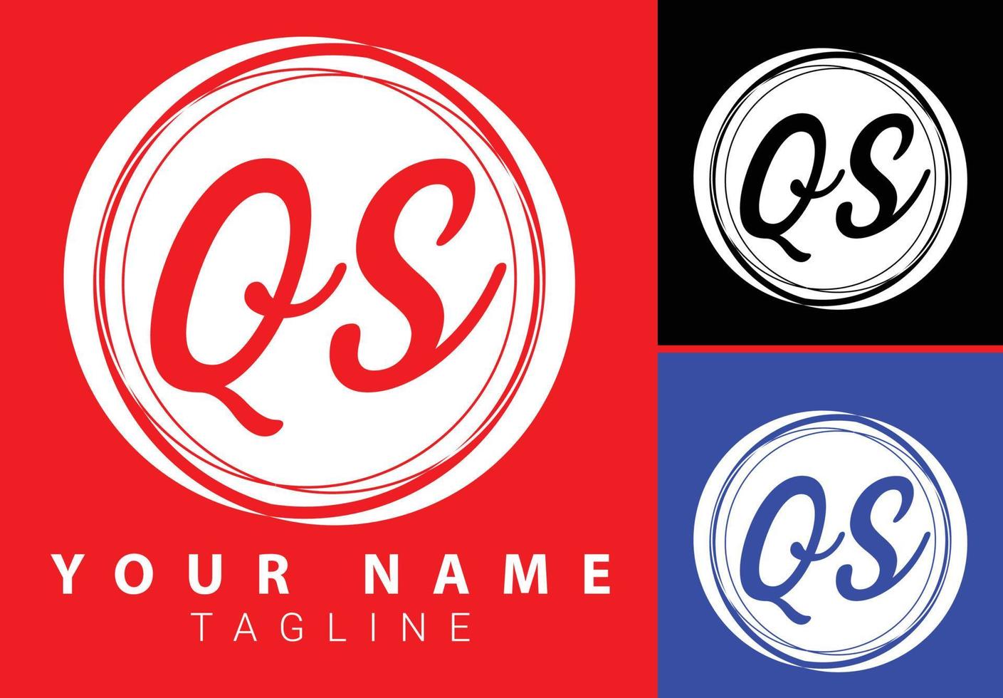 QS initial letter handwriting and signature logo design template vector