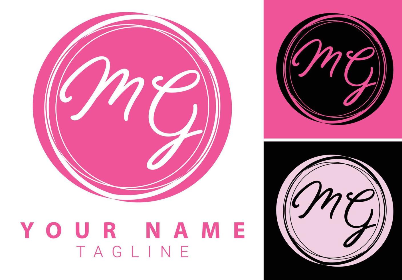 MG initial letter handwriting and signature logo design template vector