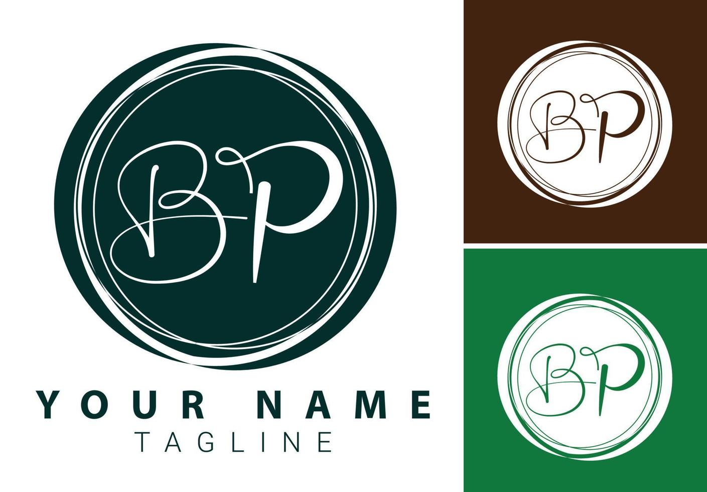 BP initial letter handwriting and signature logo design template vector