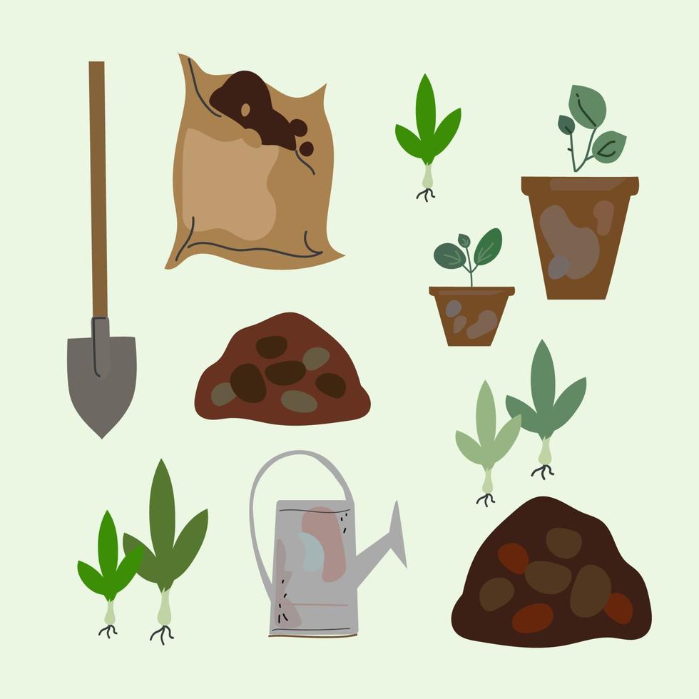 pila de compost. tema de compost orgánico. conjunto de iconos dibujados a mano. tema de desperdicio cero vector