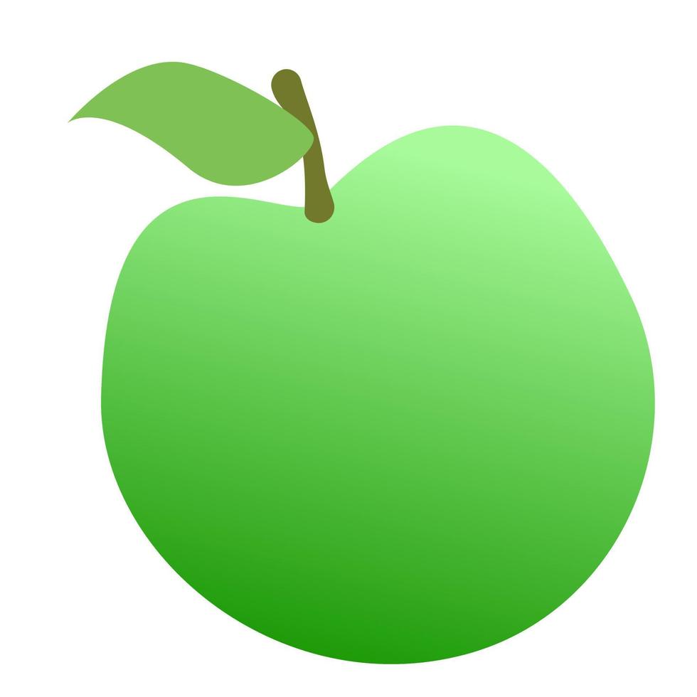 Green apple cartoon outline. vector