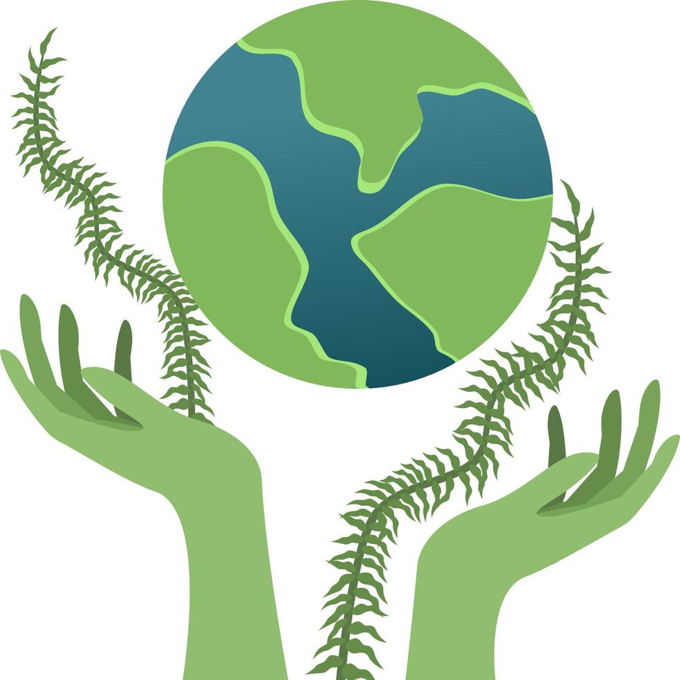 Magical hands with globe. World environment day concert. vector