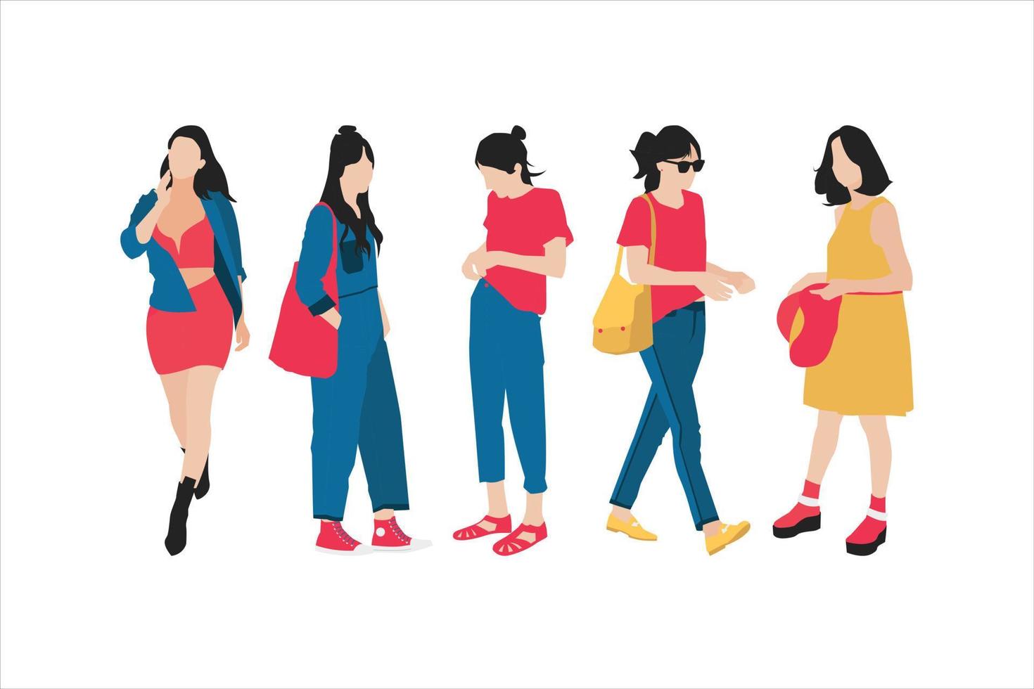 Vector illustration of fashionable woman bundle