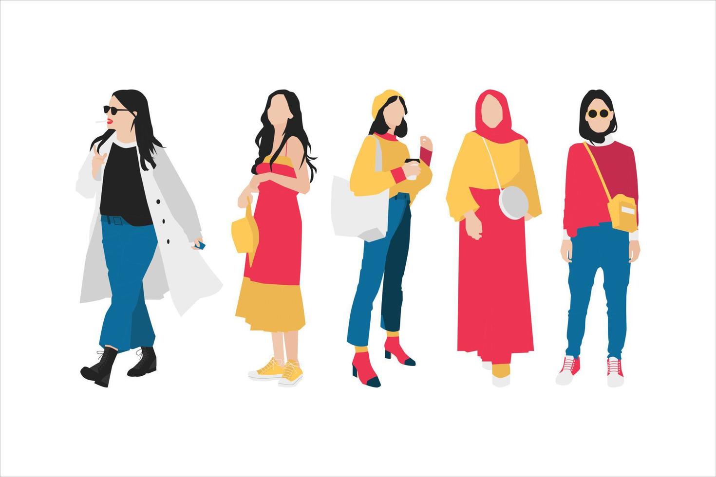 ilustración vectorial del paquete de mujer de moda vector