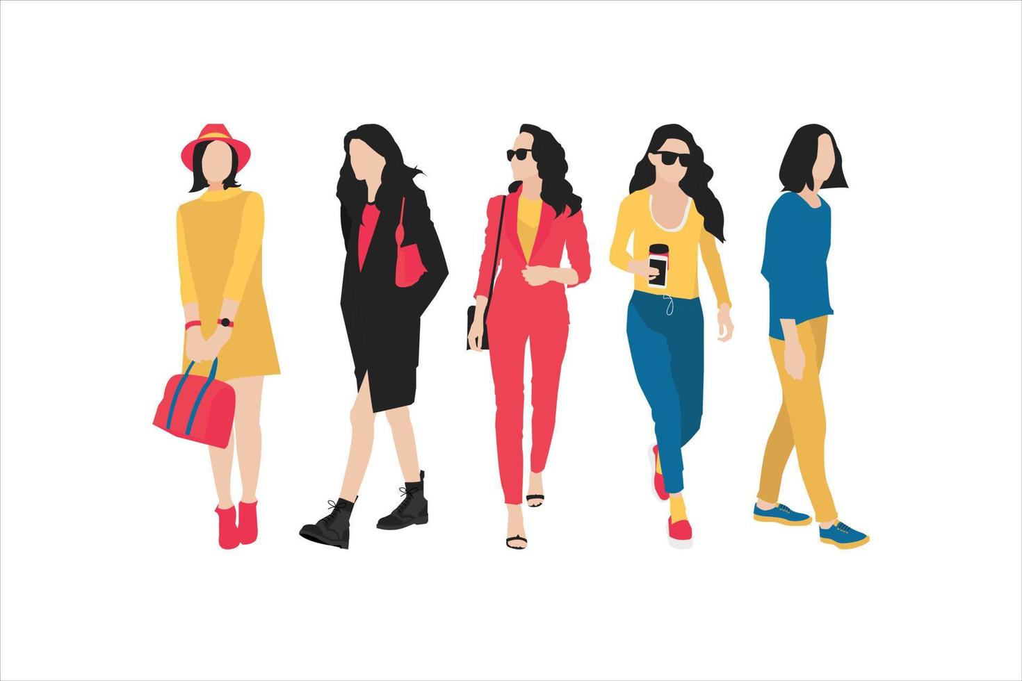 ilustración vectorial del paquete de mujeres casuales vector