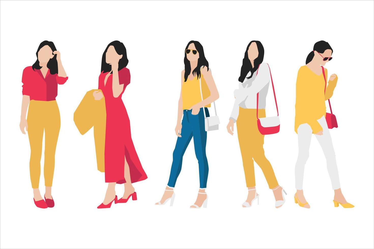 ilustración vectorial del paquete de mujeres casuales vector