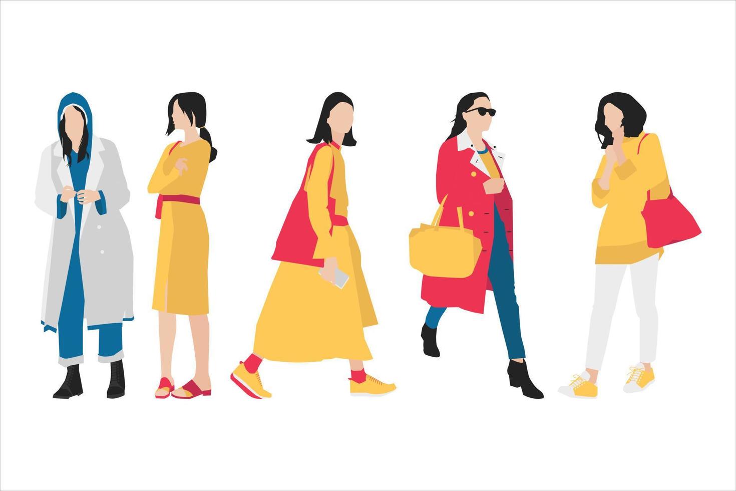 Vector illustration of fashionable woman bundle