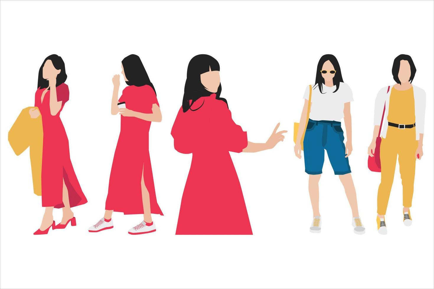 Vector illustration of fashionable women bundle