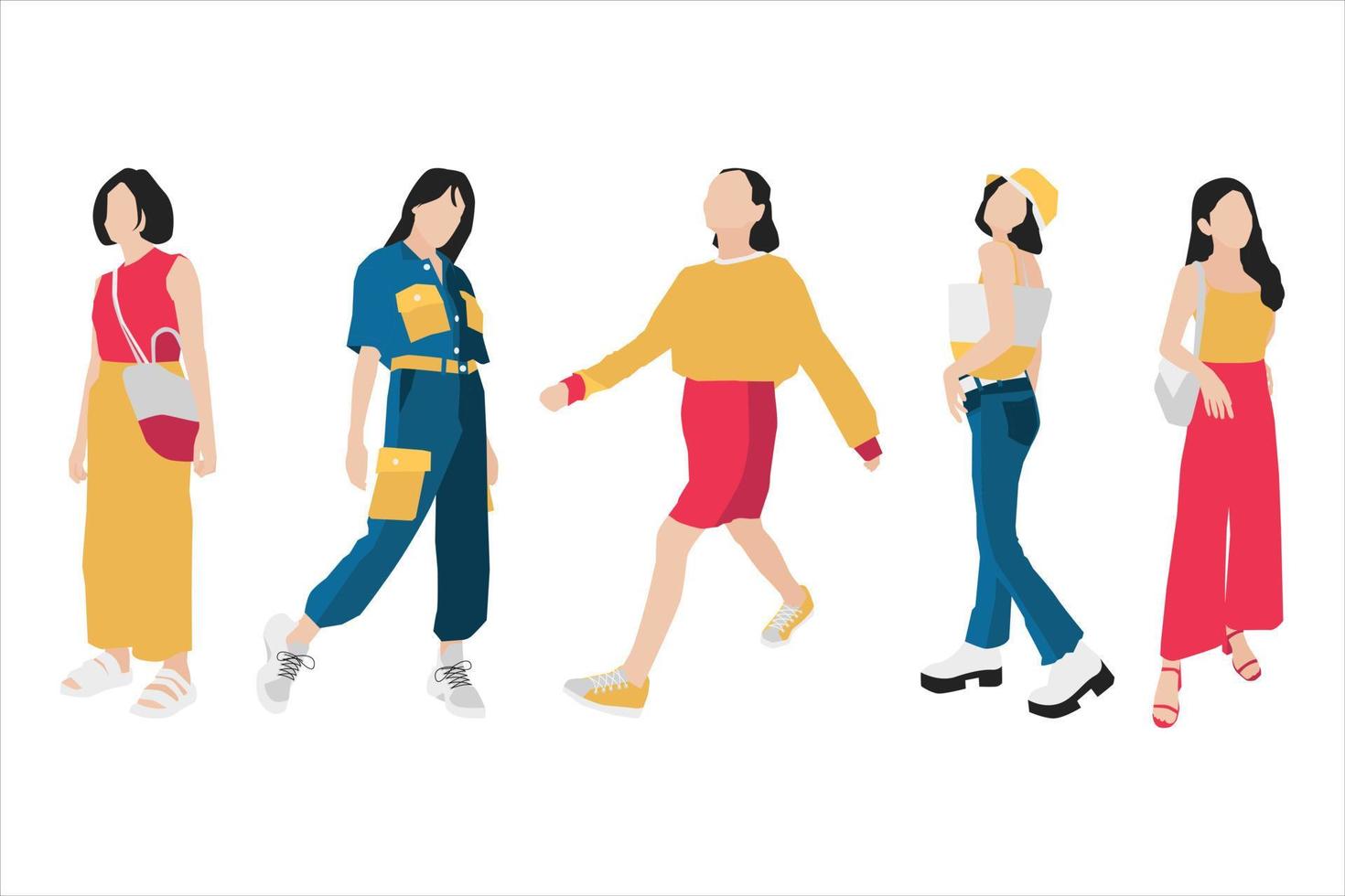 Vector illustration of fashionable women bundle