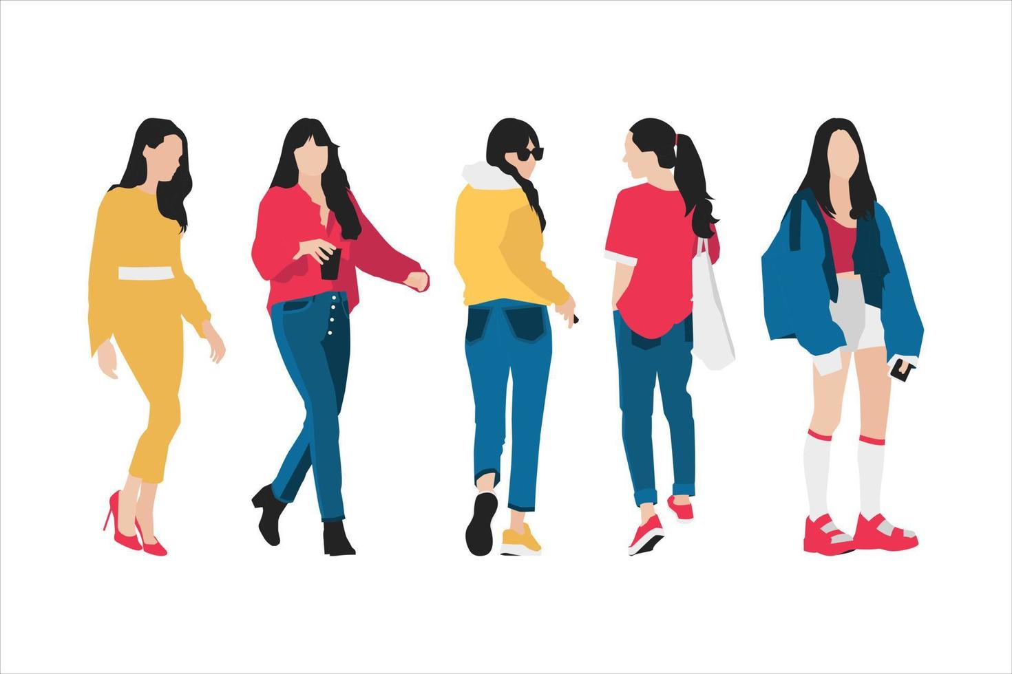 Vector illustration of fashionable women bundle