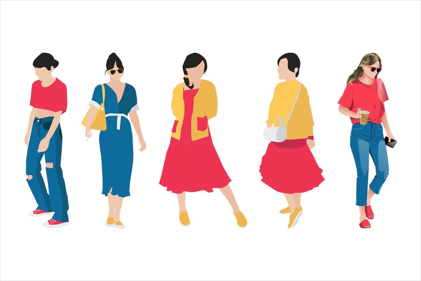 ilustración vectorial del paquete de mujeres de moda vector