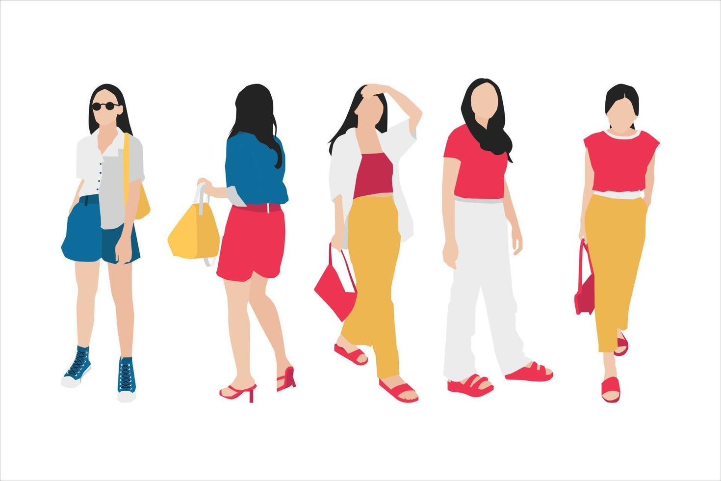 ilustración vectorial del paquete de mujeres casuales vector