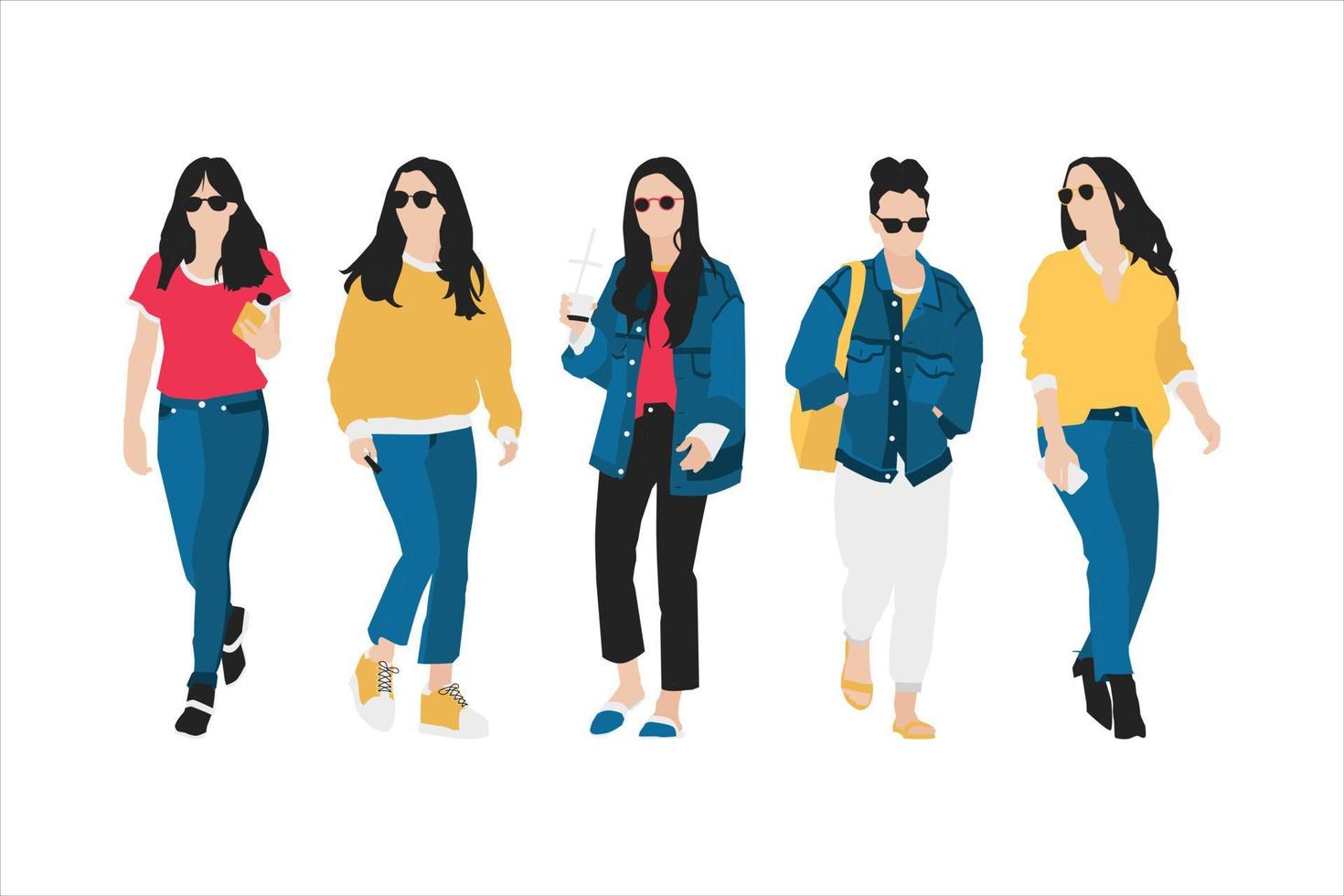 Vector illustration of casual women bundle