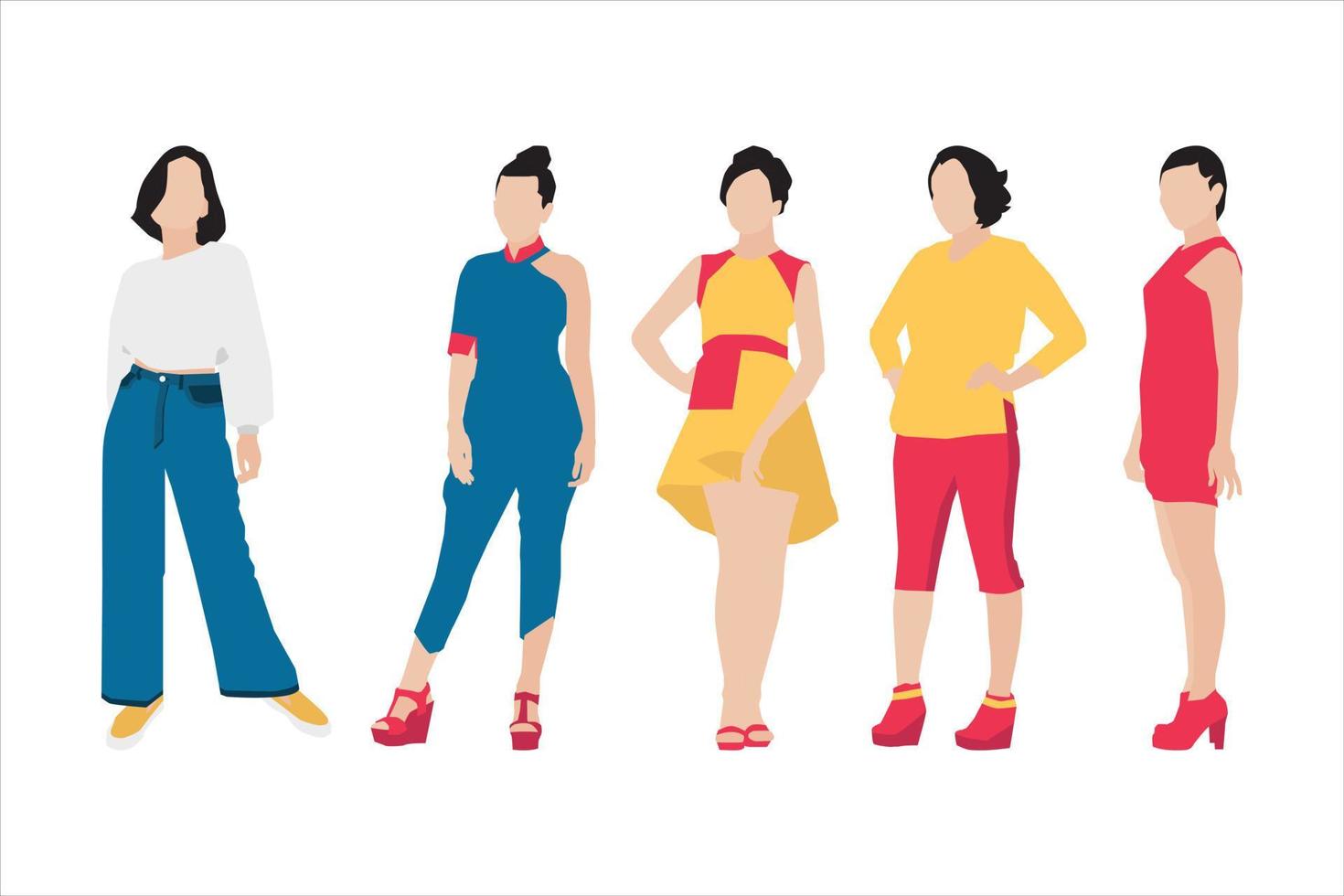 Vector illustration of fashionable women bundle