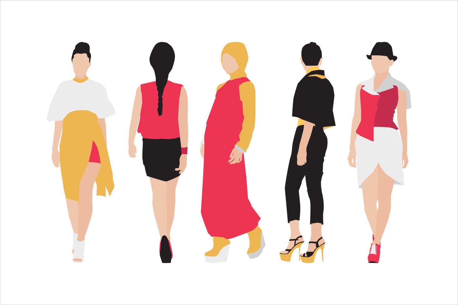 Vector illustration of fashionable women bundle