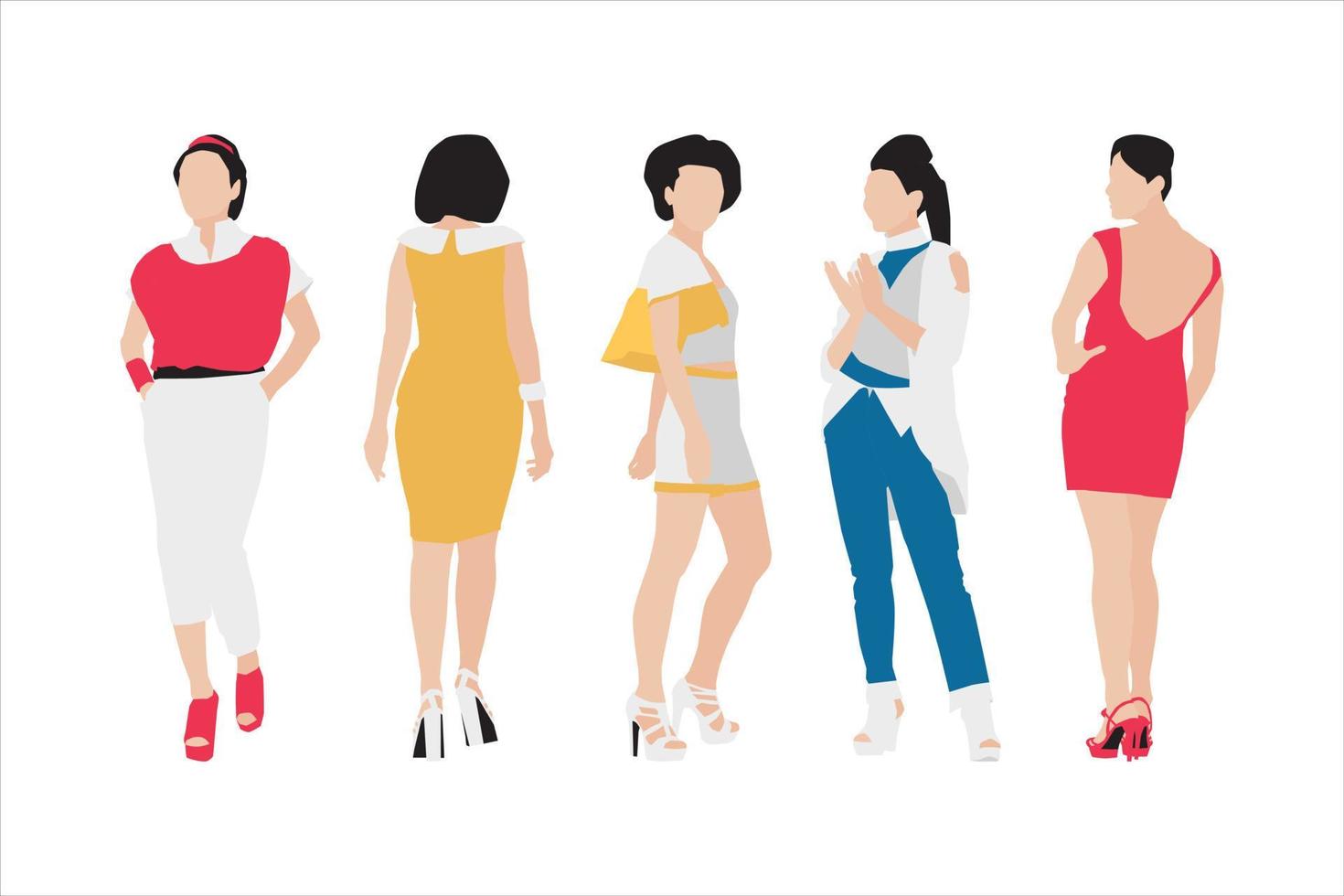 Vector illustration of fashionable women bundle