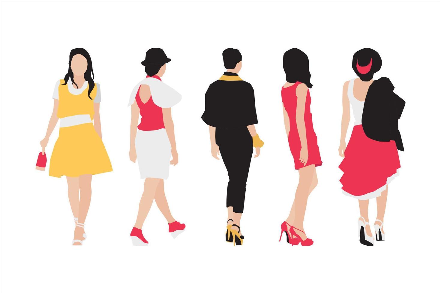 Vector illustration of fashionable women bundle