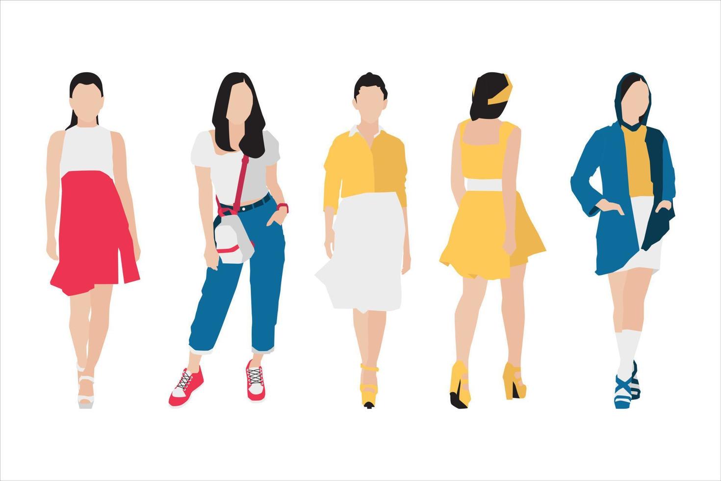 Vector illustration of fashionable women bundle