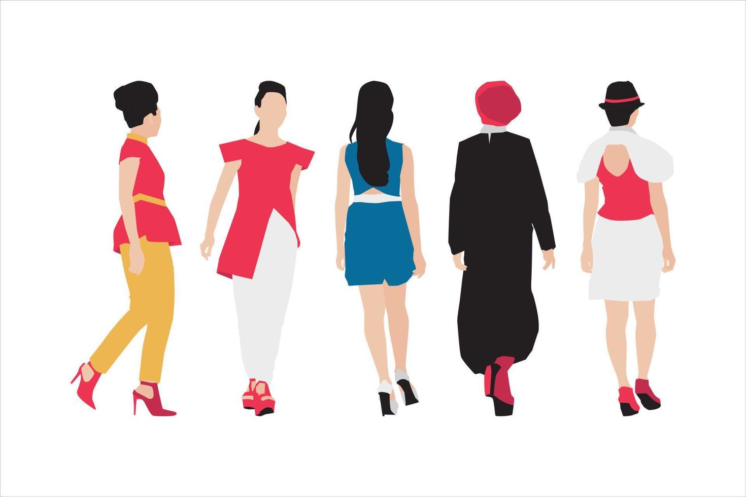 Vector illustration of fashionable women bundle