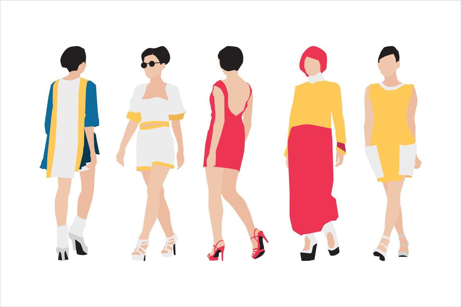 Vector illustration of fashionable women bundle