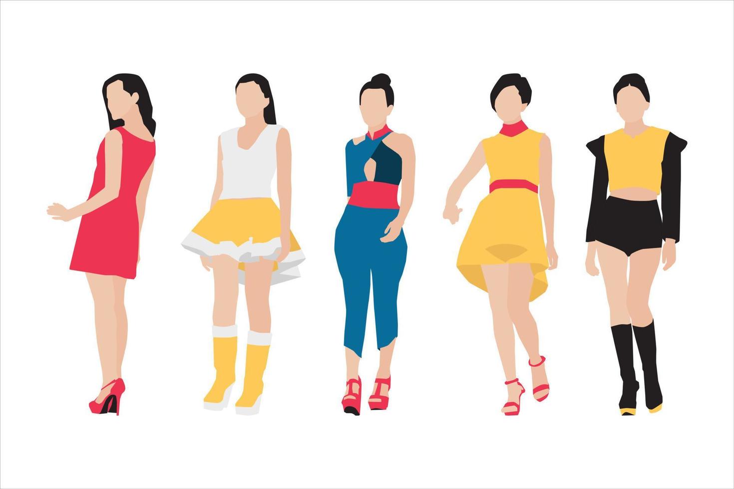 Vector illustration of fashionable women bundle