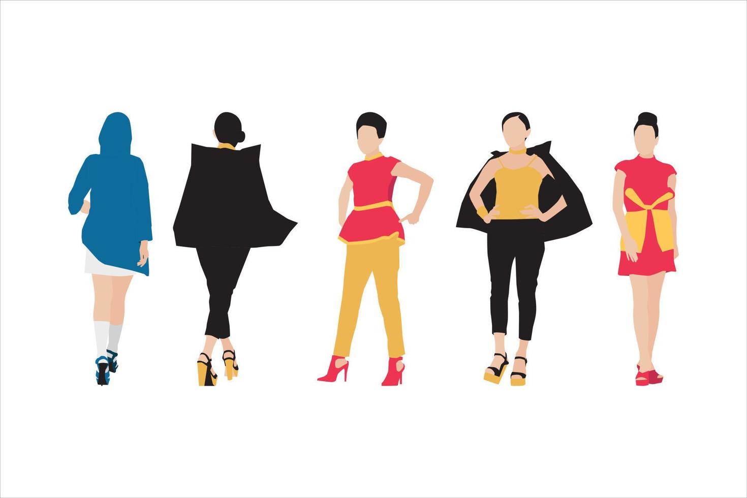 Vector illustration of fashionable women bundle