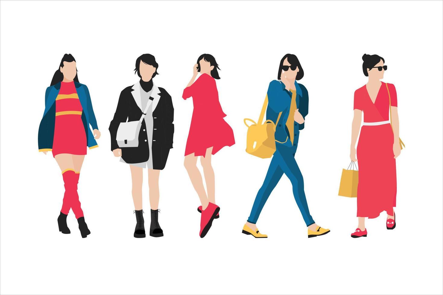 Vector illustration of fashionable woman bundle