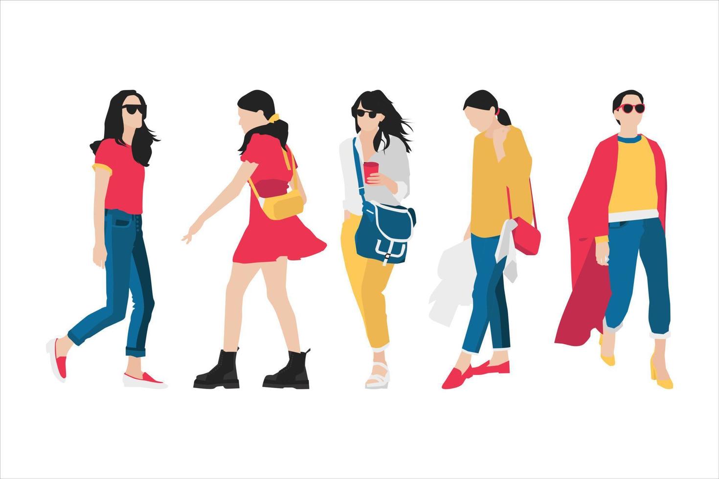 Vector illustration of fashionable woman bundle