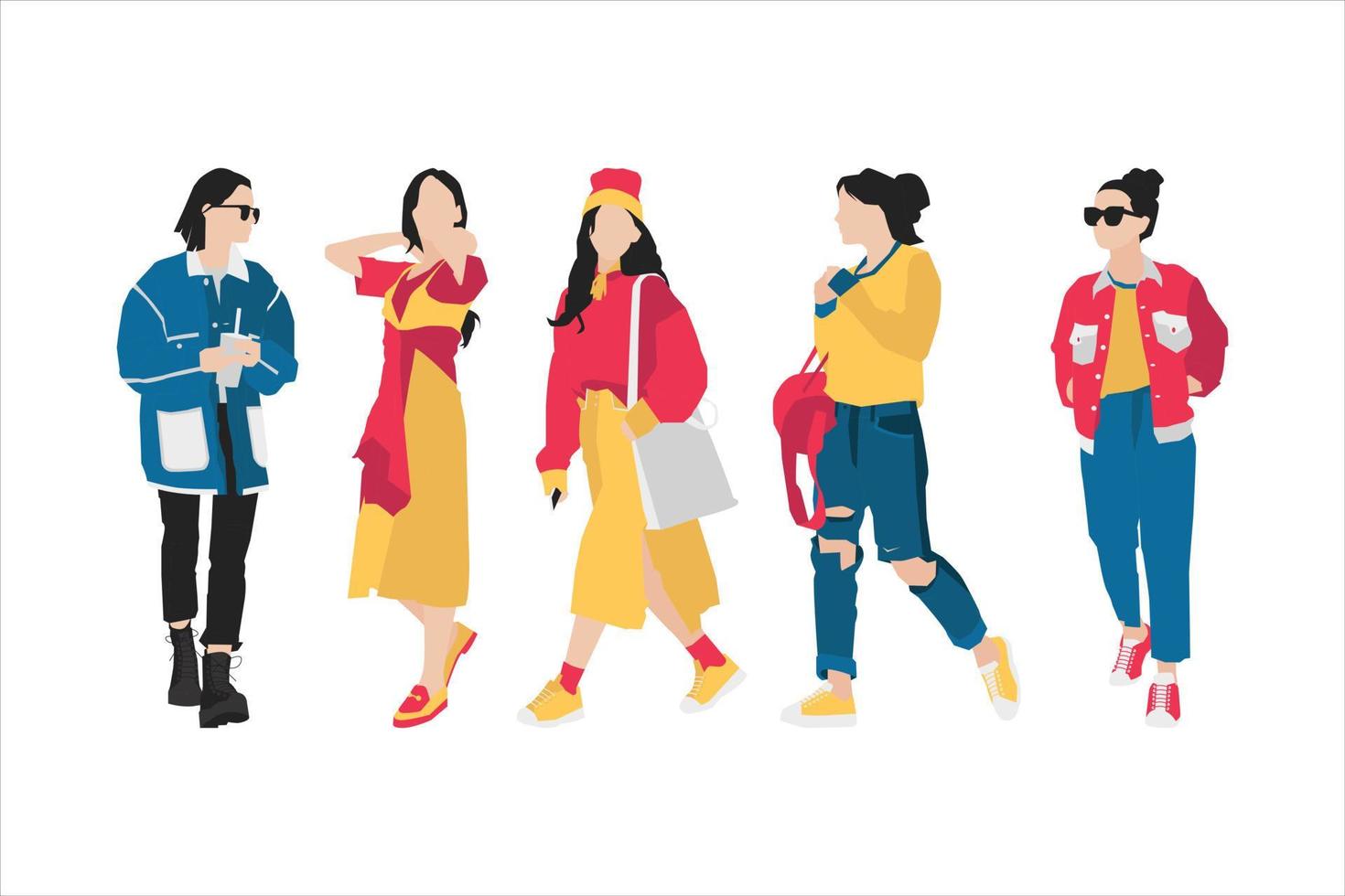 Vector illustration of fashionable woman bundle