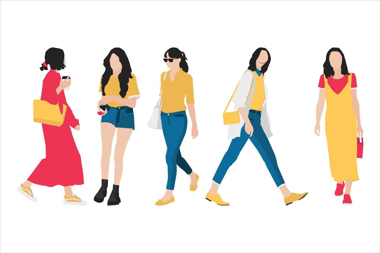 Vector illustration of fashionable woman bundle