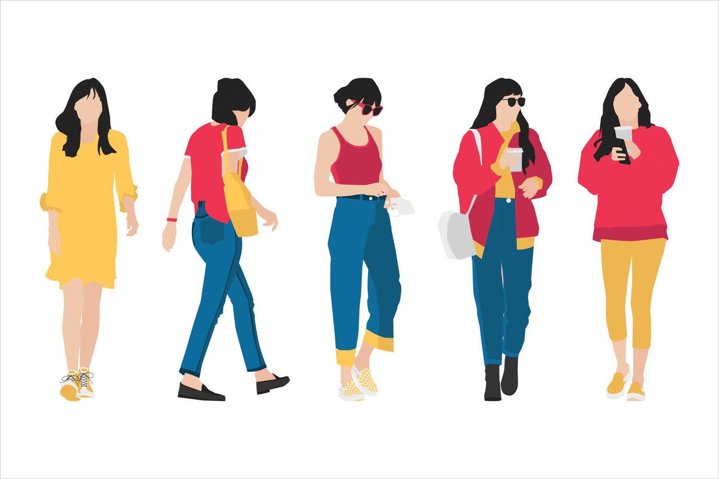 ilustración vectorial del paquete de mujeres de moda vector