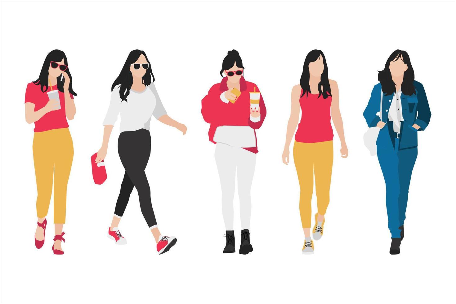 ilustración vectorial del paquete de mujeres casuales vector