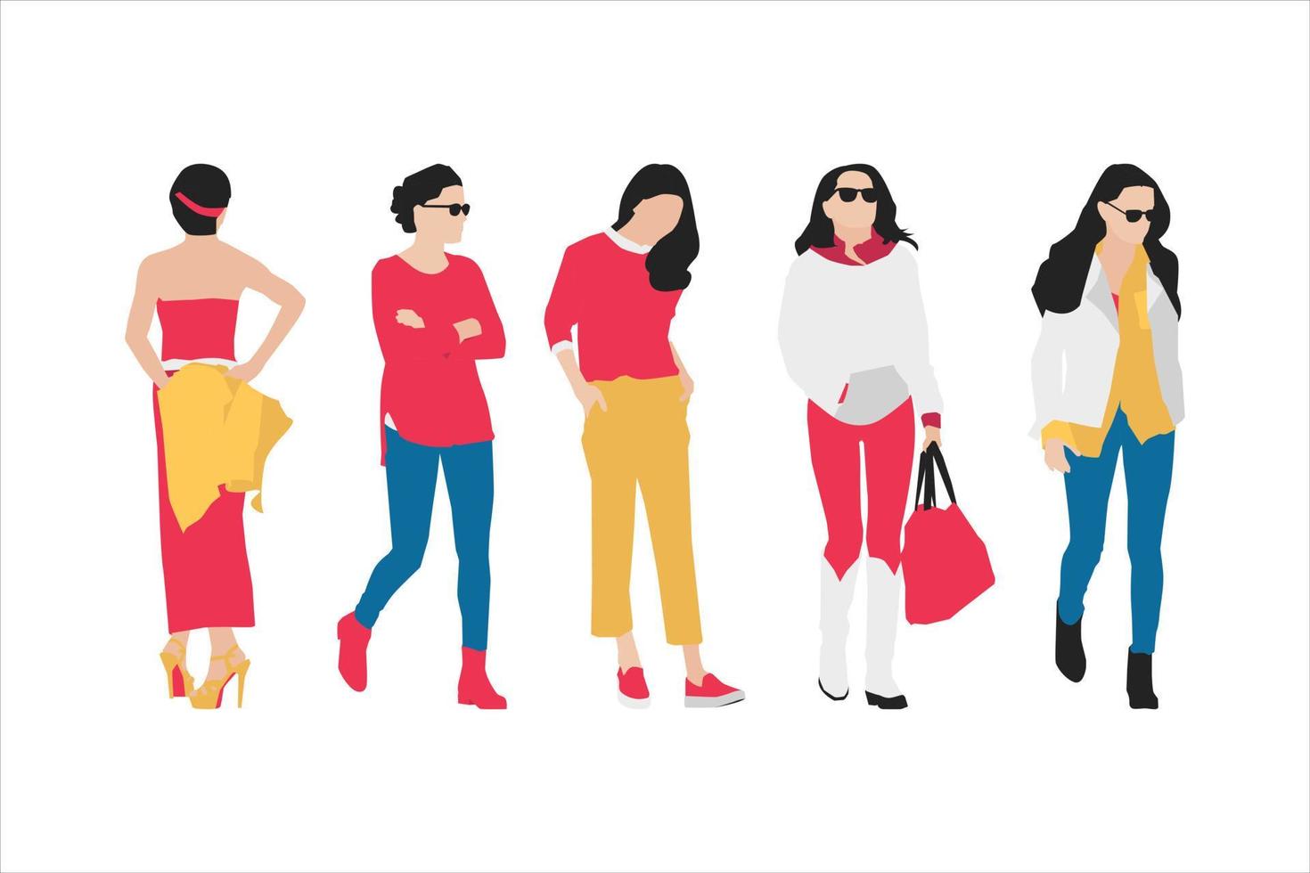 Vector illustration of fashionable women bundle