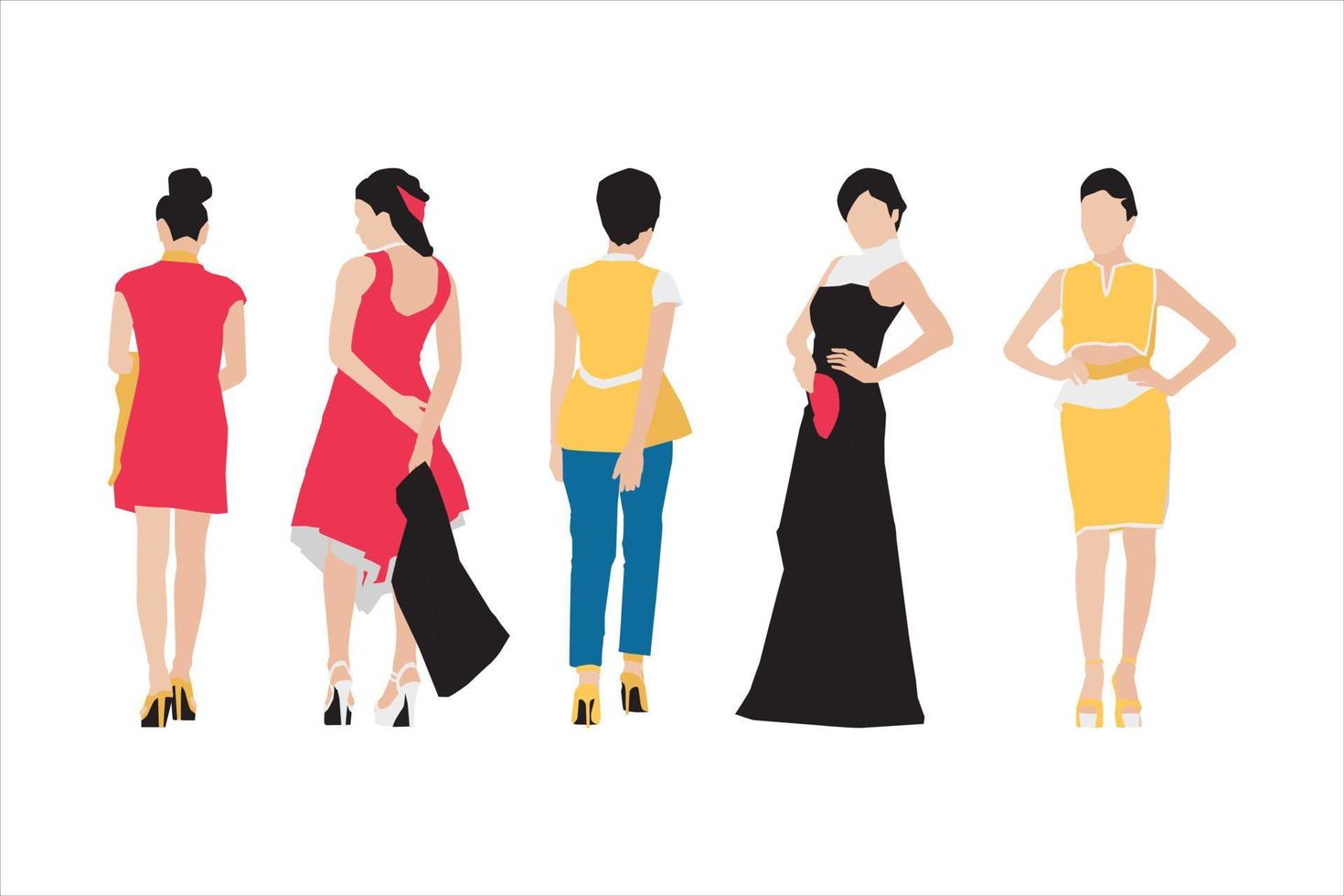 Vector illustration of fashionable women bundle