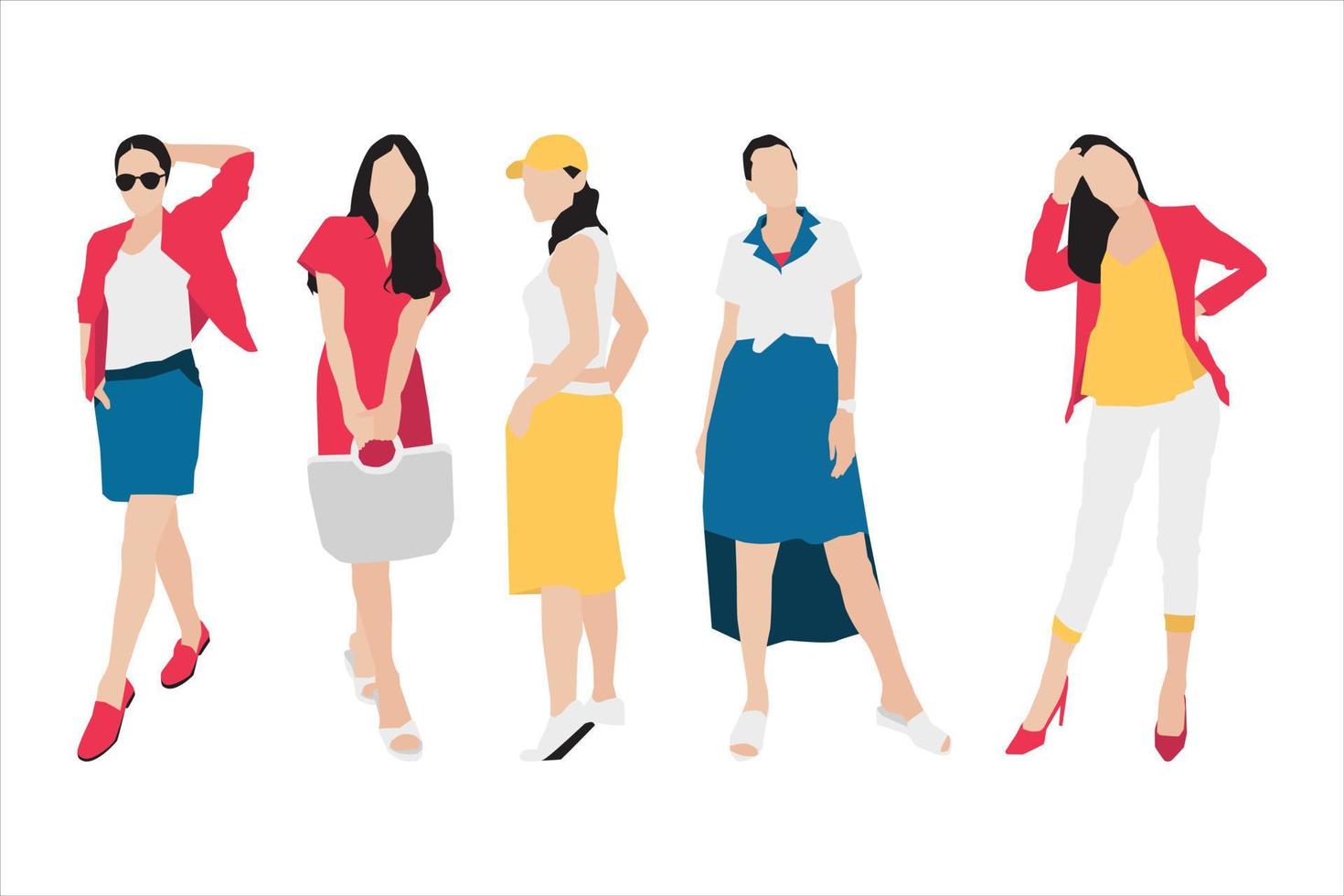 ilustración vectorial del paquete de mujeres casuales vector