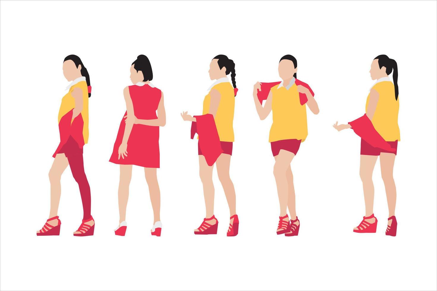 ilustración vectorial del paquete de mujeres casuales vector