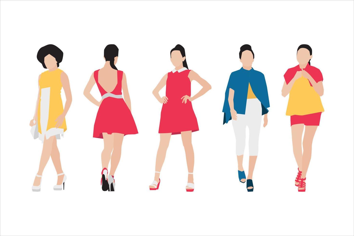 Vector illustration of fashionable women bundle