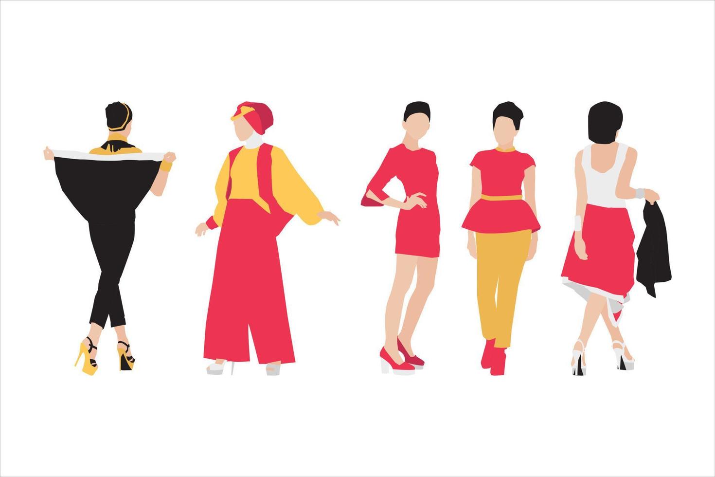 Vector illustration of fashionable women bundle