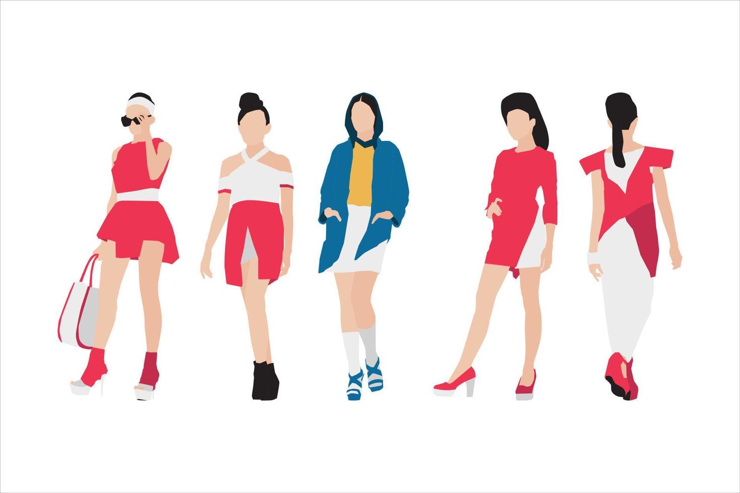 Vector illustration of fashionable women bundle