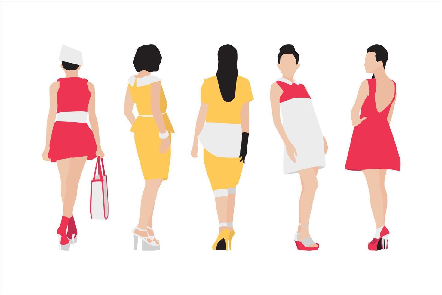 Vector illustration of elegant women bundle