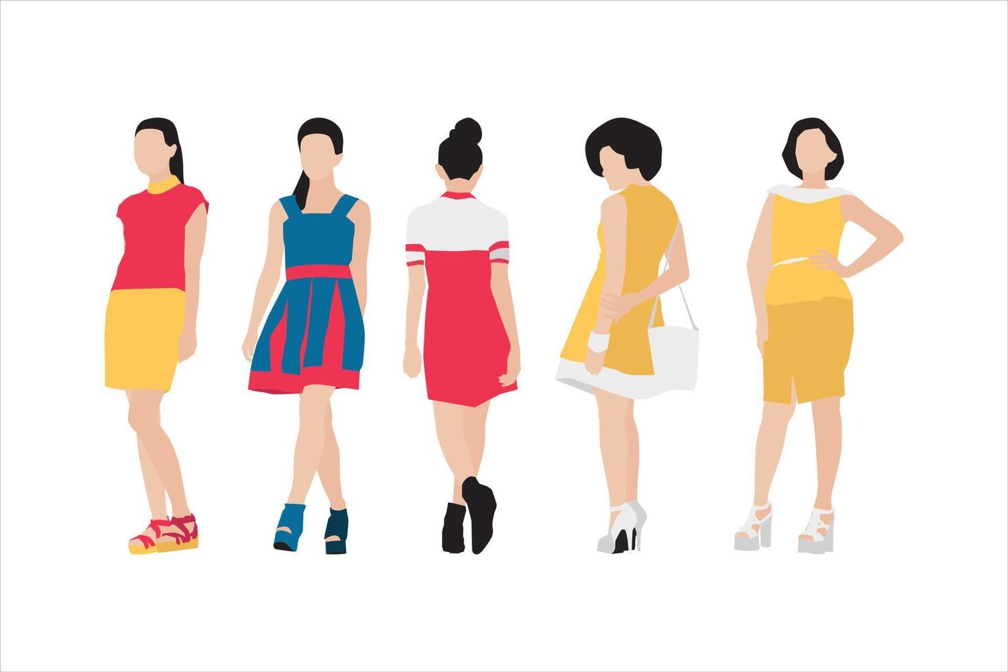 Vector illustration of elegant women bundle
