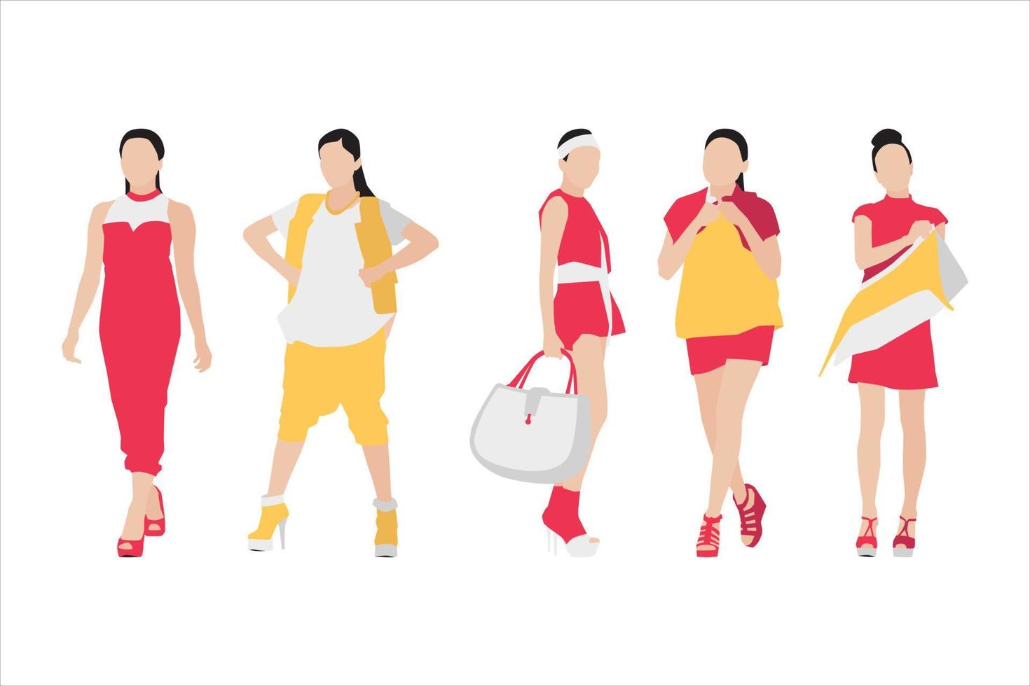 Vector illustration of fashionable women bundle